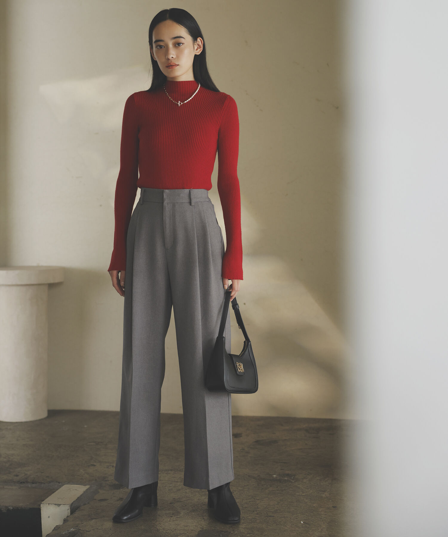 VIS「【新色追加】リブニットプチハイネックプルオーバー【低身長向けサイズ有】」|ニット・セーター|