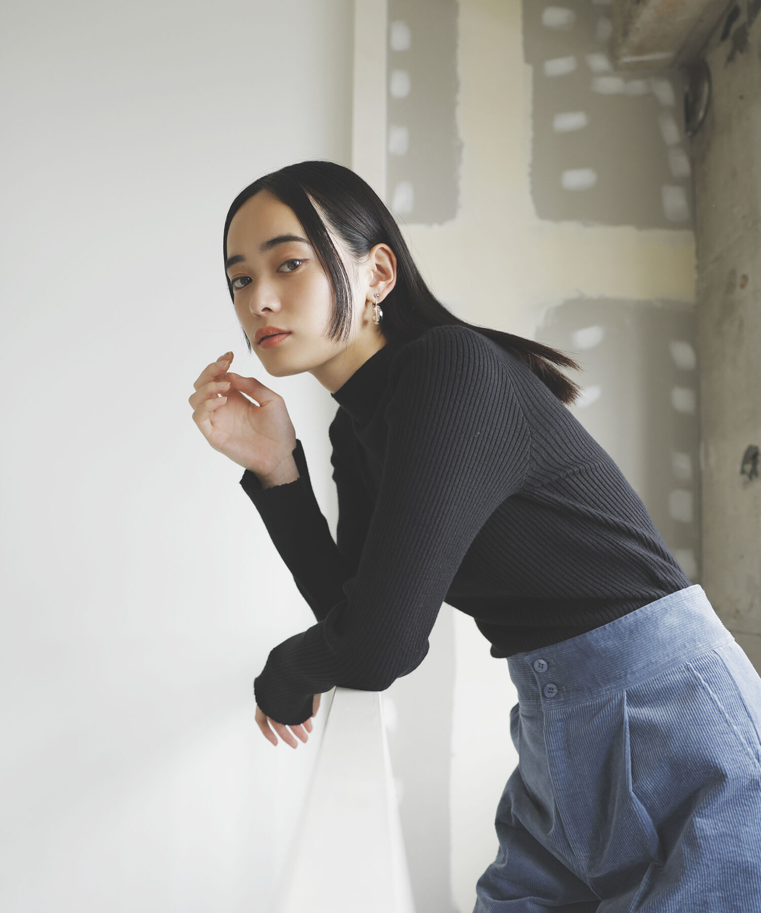 VIS「【新色追加】リブニットプチハイネックプルオーバー【低身長向けサイズ有】」|ニット・セーター|