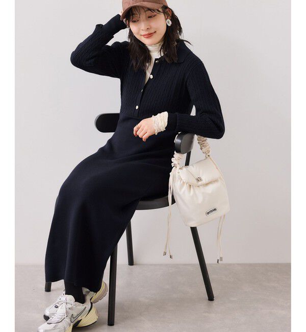 VIS「ポロケーブルモチモチニットワンピース」|ワンピース|