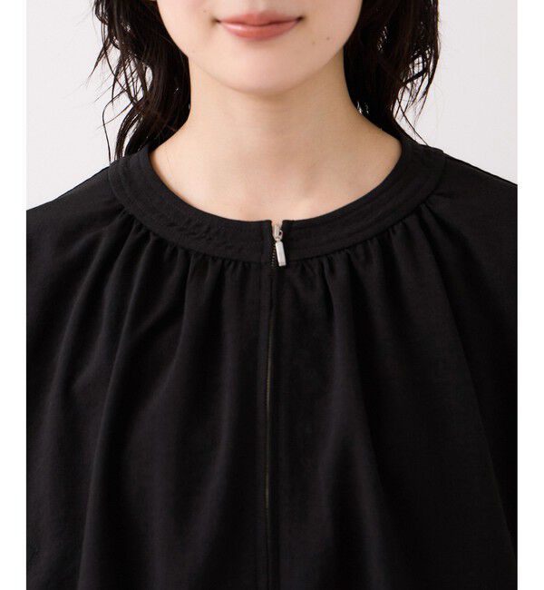 VIS「美easyリネンライクジップ裾フリルブルゾン/イージーケア・接触冷感」|ブルゾン・スタジャン|