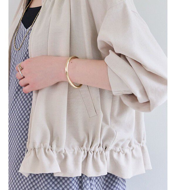 VIS「美easyリネンライクジップ裾フリルブルゾン/イージーケア・接触冷感」|ブルゾン・スタジャン|