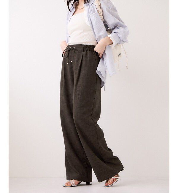 VIS「【WEB限定】美easyリネンライクウエストドロストイージーパンツ/イージーケア・接触冷感」|チノ|