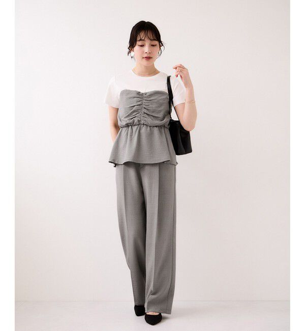 VIS「【WEB限定】美easyリネンライクシャーリングビスチェドッキングトップス/イージーケア・接触冷感」|Tシャツ・カットソー|