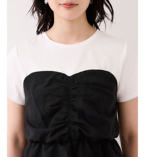 VIS「【WEB限定】美easyリネンライクシャーリングビスチェドッキングトップス/イージーケア・接触冷感」|Tシャツ・カットソー|