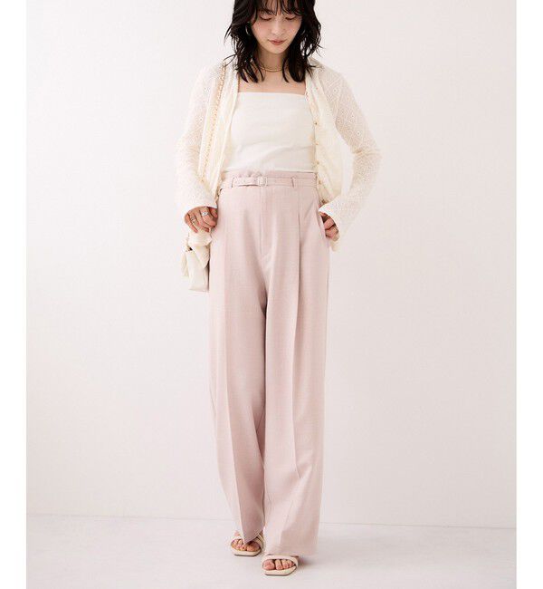 VIS「【WEB限定】美easyリネンライクベルテッドストレートパンツ/イージーケア・接触冷感」|チノ|