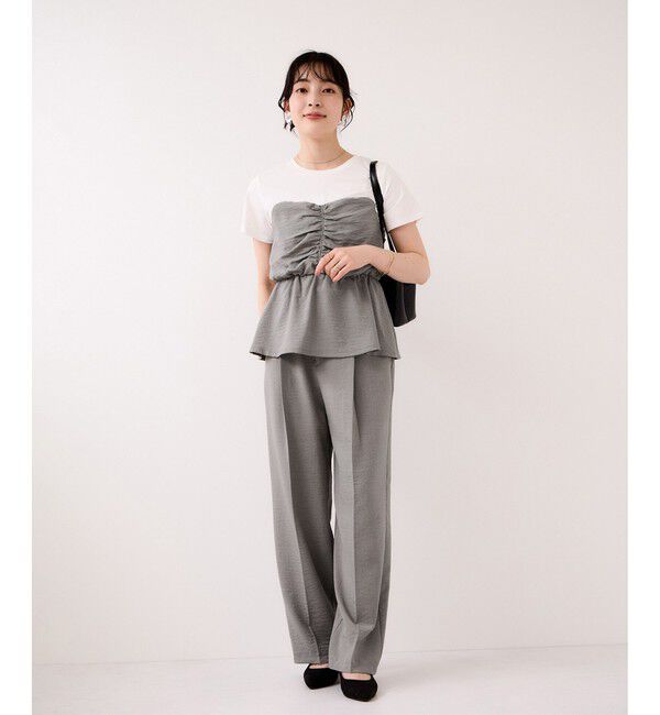 VIS「【WEB限定】美easyリネンライクベルテッドストレートパンツ/イージーケア・接触冷感」|チノ|