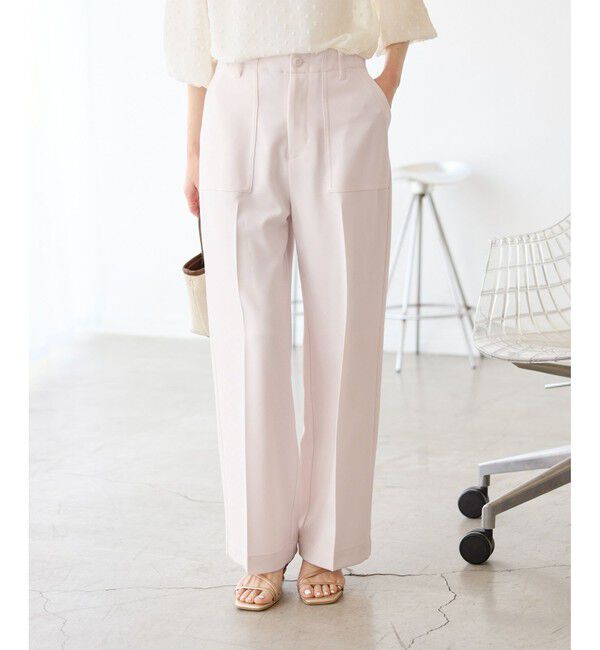 Rope&rsquo;Picnic「【3サイズ展開】ベイカーパンツ/防シワ・マシンウォッシャブル」|チノ|ピンク