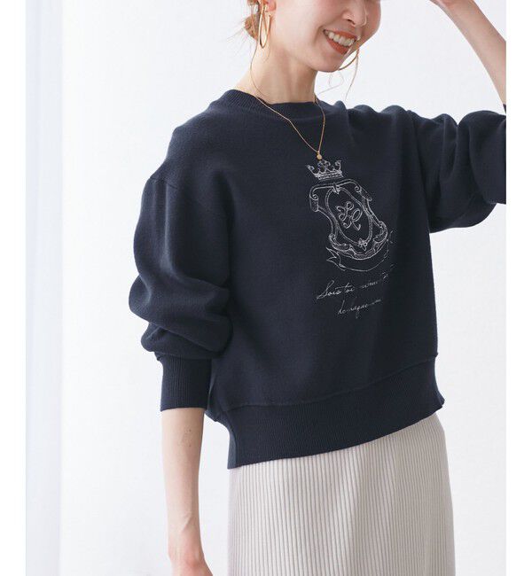 Rope&rsquo;Picnic「スウェットライク刺繍ニットプルオーバー/リンクコーデ」|ニット・セーター|