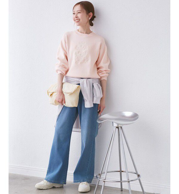 Rope&rsquo;Picnic「スウェットライク刺繍ニットプルオーバー/リンクコーデ」|ニット・セーター|