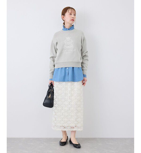 Rope&rsquo;Picnic「スウェットライク刺繍ニットプルオーバー/リンクコーデ」|ニット・セーター|