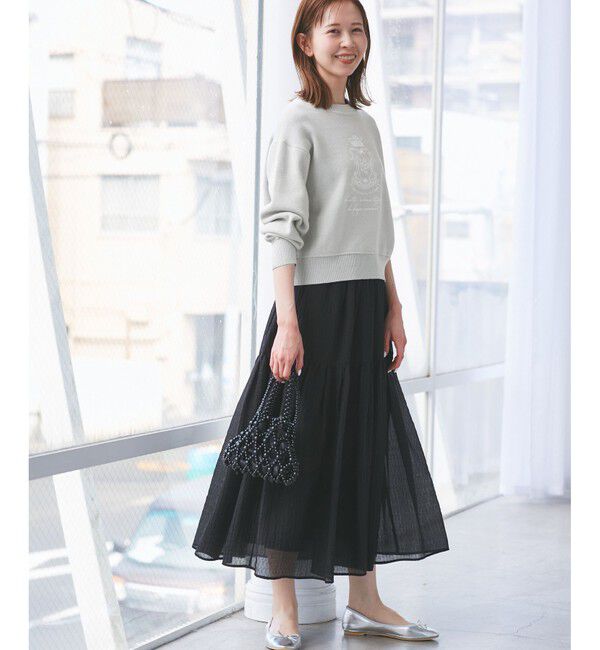 Rope&rsquo;Picnic「スウェットライク刺繍ニットプルオーバー/リンクコーデ」|ニット・セーター|