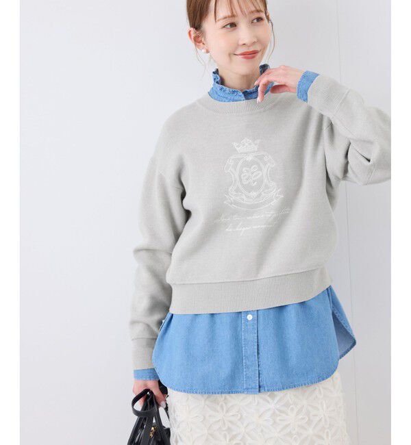 Rope&rsquo;Picnic「スウェットライク刺繍ニットプルオーバー/リンクコーデ」|ニット・セーター|