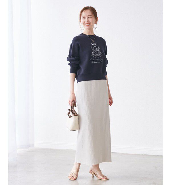 Rope&rsquo;Picnic「スウェットライク刺繍ニットプルオーバー/リンクコーデ」|ニット・セーター|