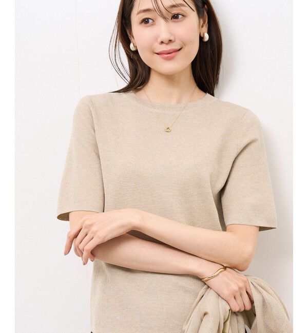 Rope&rsquo;Picnic「【洗濯機OK】LEVITAハーフスリーブニットプルオーバー」|ニット・セーター|