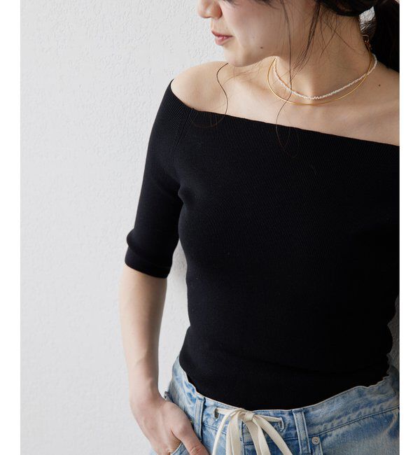 THE PAUSE「【THE PAUSE】オフショルハーフスリーブプルオーバー」|ニット・セーター|