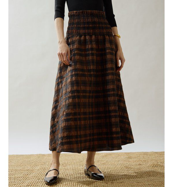 Drawing Numbers「【Drawing Numbers】チェックジャガードシャーリングスカート」|スカート|