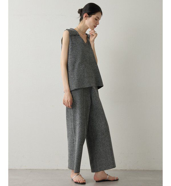 Drawing Numbers「【Drawing Numbers】ポロカラーノースリーブワイドニット」|ニット・セーター|