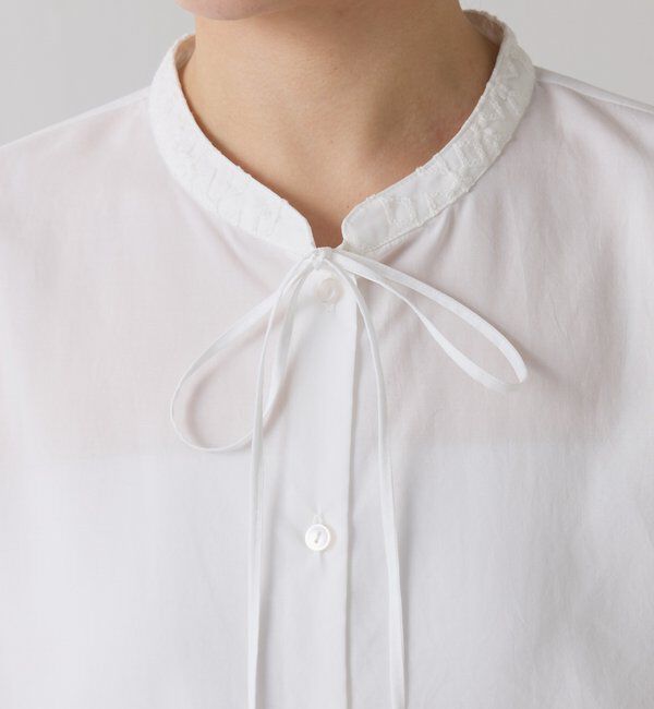  「ボウタイ裾レース切替シャツ」|シャツ・ブラウス|