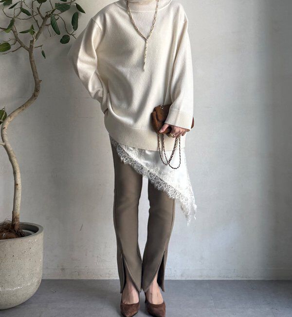  「ウール混タートルチュニック」|ニット・セーター|