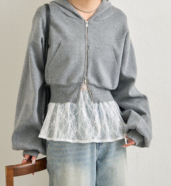  「フーディーニットショートパーカー」|パーカー|