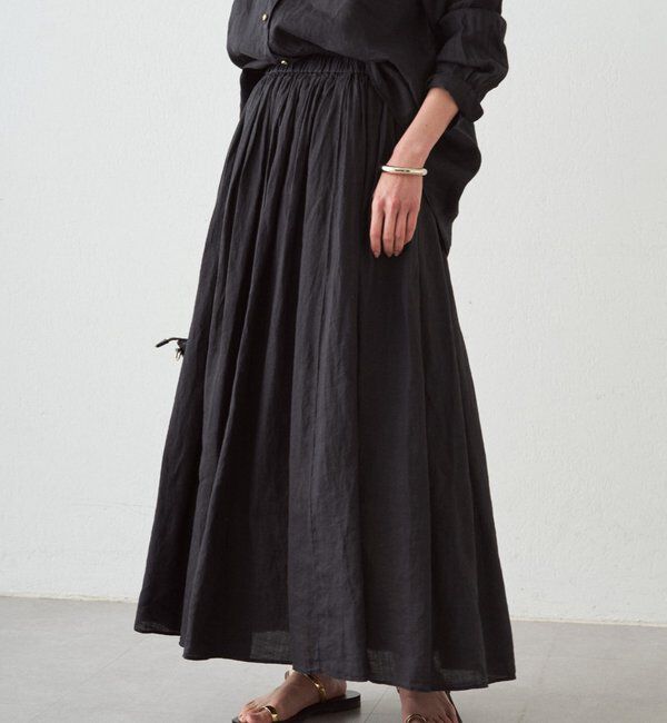  「リネンタックギャザースカート」|スカート|