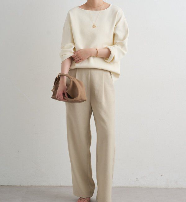  「麻調合繊タックパンツ」|チノ|