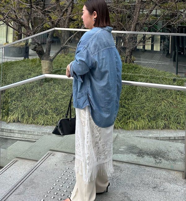  「【@_shirabe.s_コラボ】シアーデニムタックシャツ」|シャツ・ブラウス|