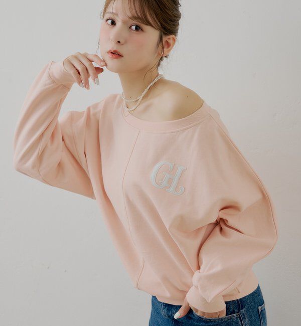 「ワンショルルーズスウェット」|Tシャツ・カットソー|ピンク