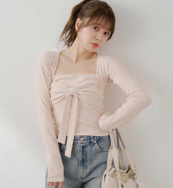  「ボレロ風リボントップス」|Tシャツ・カットソー|