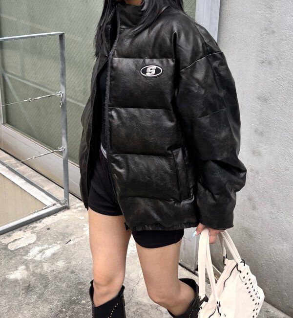  「【UNISEXS】Sロゴヴィンテージライクレザーブルゾン」|ブルゾン・スタジャン|