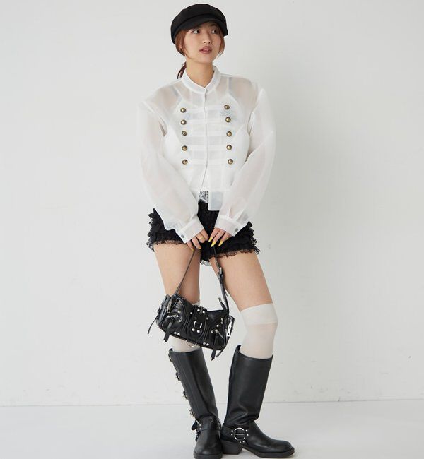  「レースショートパンツ(無地/ドット/チェック/レオパード)」|チノ|