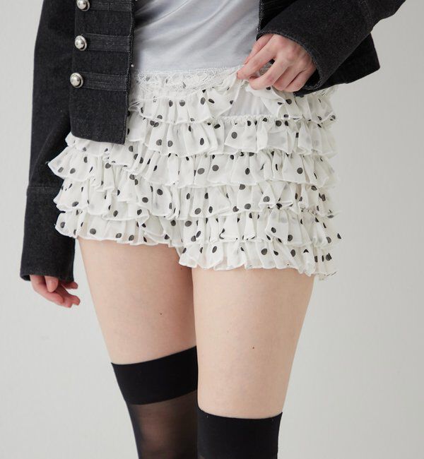  「レースショートパンツ(無地/ドット/チェック/レオパード)」|チノ|