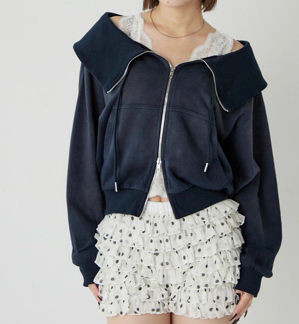  「ビッグカラージップオフショル」|Tシャツ・カットソー|ネイビー