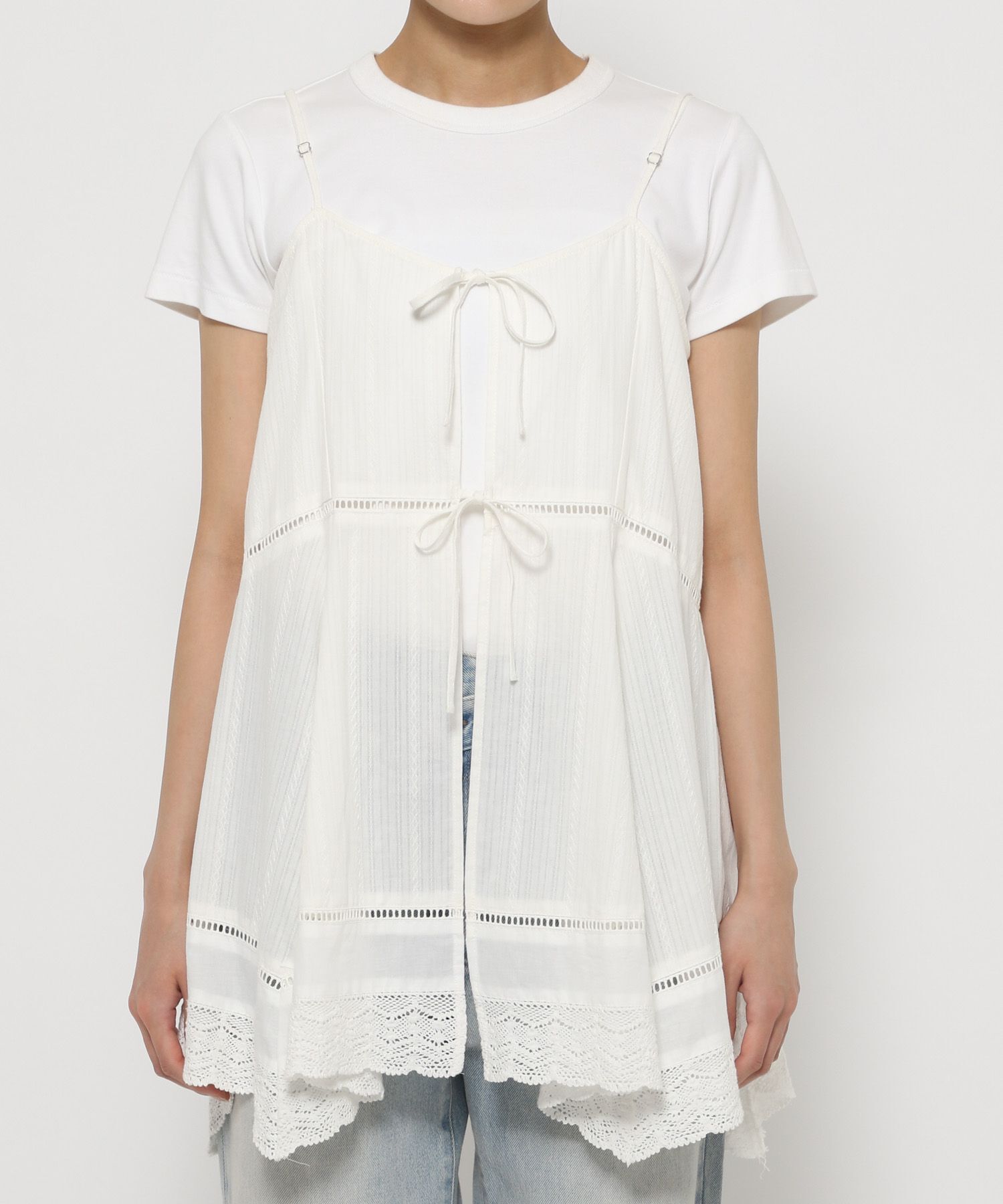 LOWRYS FARM「2WAYコットンレースミニワンピース」|ワンピース|