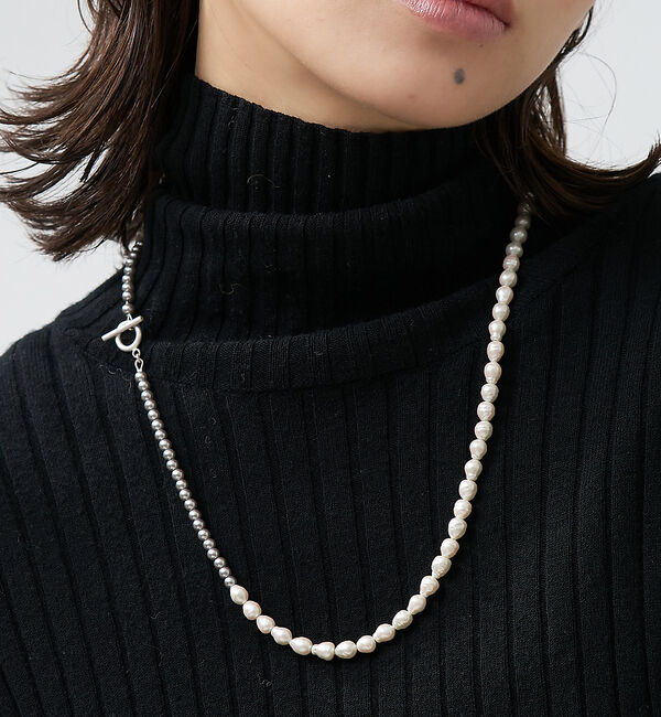 collex「【Ljud/ユード】ガラスバロックパール&times;ボールチェーンネックレス」|ネックレス|シルバー