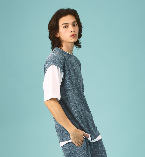 ABAHOUSE「【上下2点セット/セットアップ対応】メランジパイルフェイクレイヤード  /  ユ」|Tシャツ・カットソー|