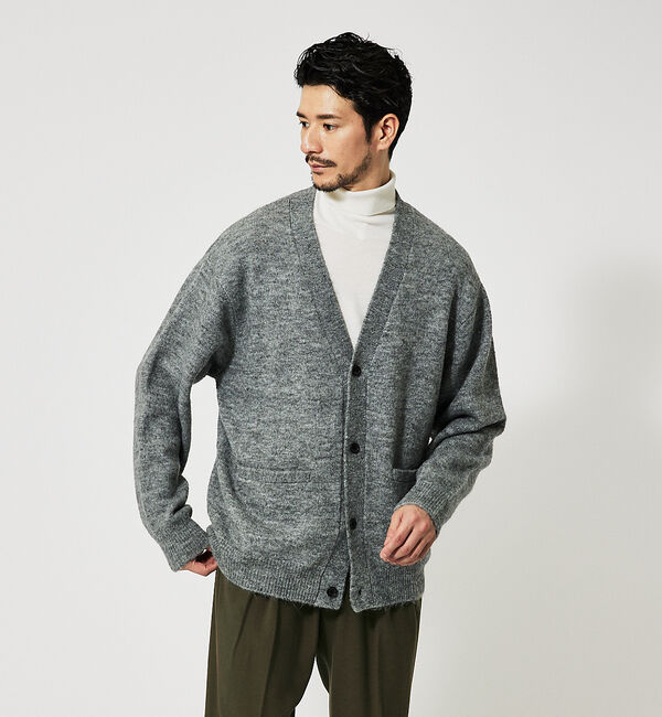 ABAHOUSE「アルパカブレンド シャギーニット カーディガン」|カーディガン|グレー