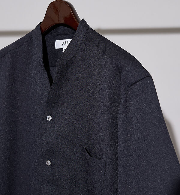 ABAHOUSE「【AH ABAHOUSE/セットアップ対応】アムンゼン キーネック 半袖シャツ」|シャツ・ブラウス|ダークネイビー