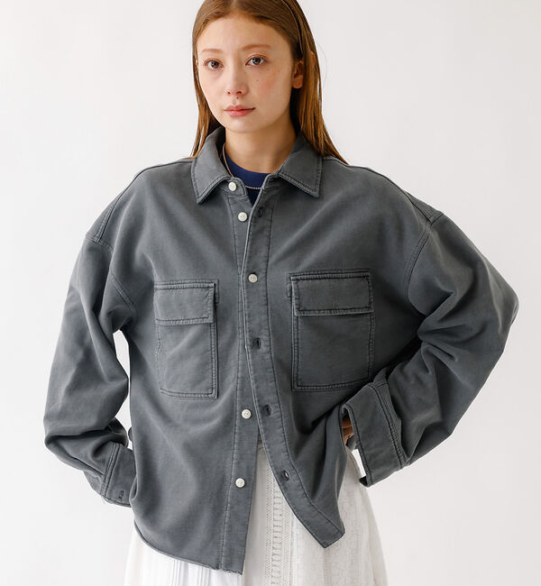 Rouge vif「【JOHNBULL/ジョンブル】ピグメントスウェットシャツ/羽織り/スウェット【」|シャツ・ブラウス|チャコールグレー