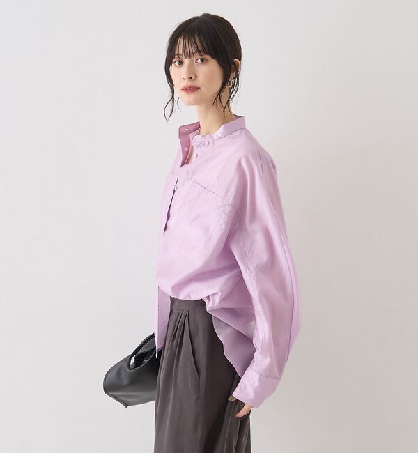 Rouge vif「シアースタンドネックシャツ/バンドカラーシャツ」|シャツ・ブラウス|