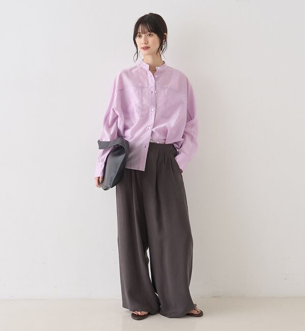 Rouge vif「シアースタンドネックシャツ/バンドカラーシャツ」|シャツ・ブラウス|