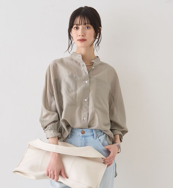 Rouge vif「シアースタンドネックシャツ/バンドカラーシャツ」|シャツ・ブラウス|