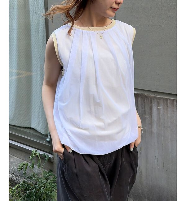 Rouge vif「【一部店舗限定】チュールレイヤードニットトップス【予約】」|ニット・セーター|オフホワイト