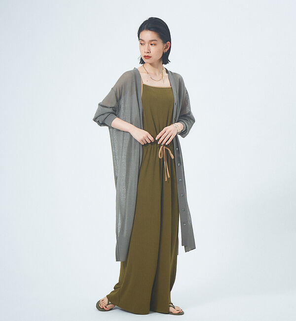 qualite「【WEB限定】リネンコットンカットソーオールインワン」|オールインワン|カーキ