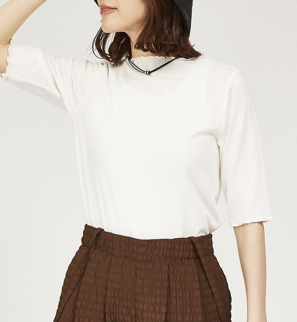 abahouse mavie「メロウスパーク5分袖プルオーバー」|Tシャツ・カットソー|ホワイト