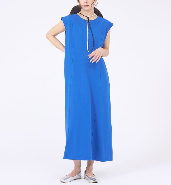 abahouse mavie「【接触冷感！速乾！】ヘンリーネック2WAYワンピース【予約】」|ワンピース|ブルー