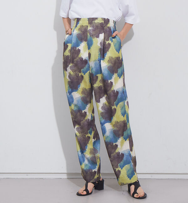 NOMINE「後ろゴムハイウエストタックパンツ」|スラックス|イエロー