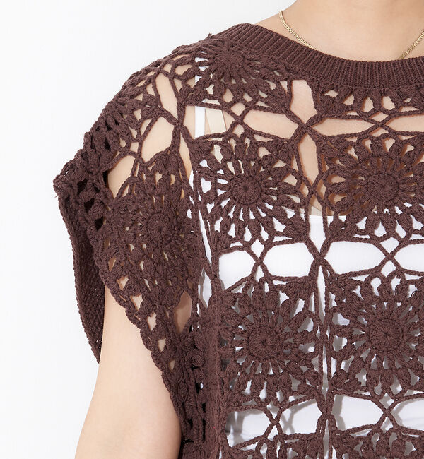 NOMINE「かぎ針カノコ3WAYベストプルーバーカーディガン」|ニット・セーター|