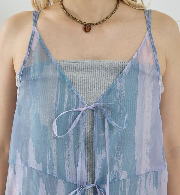 NOMINE「【前後着用可】水彩アート ニュアンス柄 2WAY シアー キャミワンピース ロン」|ワンピース|