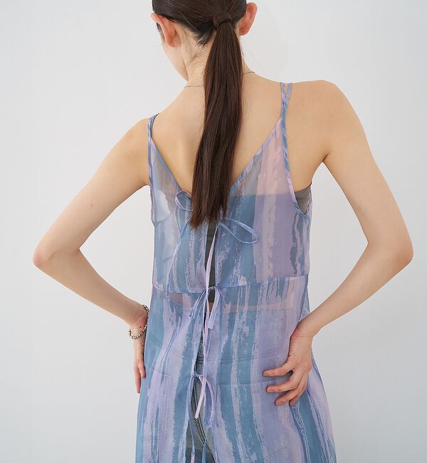NOMINE「【前後着用可】水彩アート ニュアンス柄 2WAY シアー キャミワンピース ロン」|ワンピース|